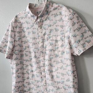 Original Penguin Men's Pink Patterned Short Sleeve Shirt Size Large